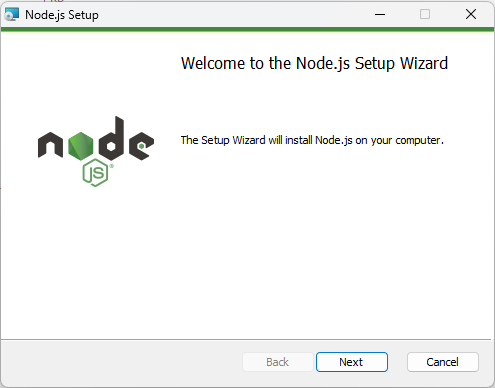 Nodejs installation wizard